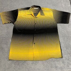 Next Original Button Up Shirt Mens Large Yellow Black Short Sleeve